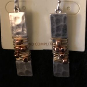 Silver earrings with a touch of gold accent